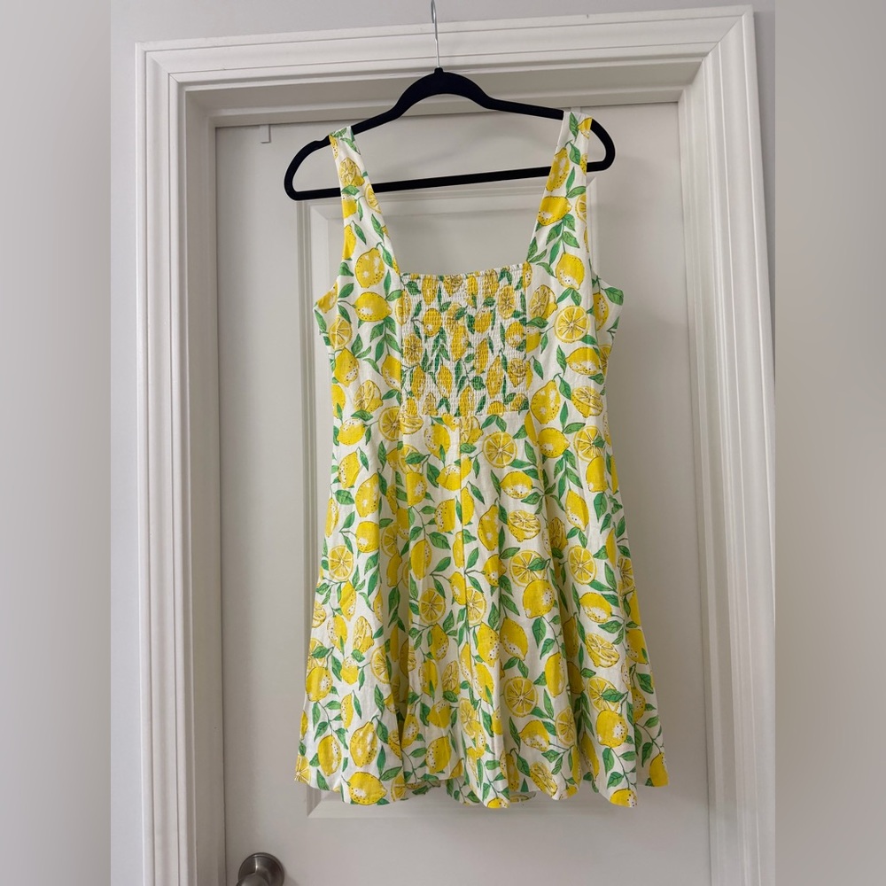 Gap Linen Blend Mini Dress in Spring Lemon Print - Picture 4 of 6